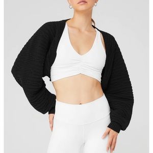 Alo Black Cable Knit Shrug